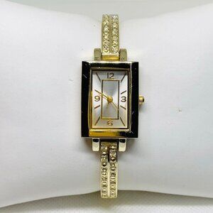 FMD gold tone women’s watch 20mm rectangular case quartz analog running